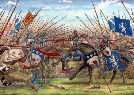 George, 4th Earl of Angus defeating the Black Douglases at the Battle of Arkinholm, 1455